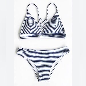Cupshe Navy and White Bikini Sz Medium EUC